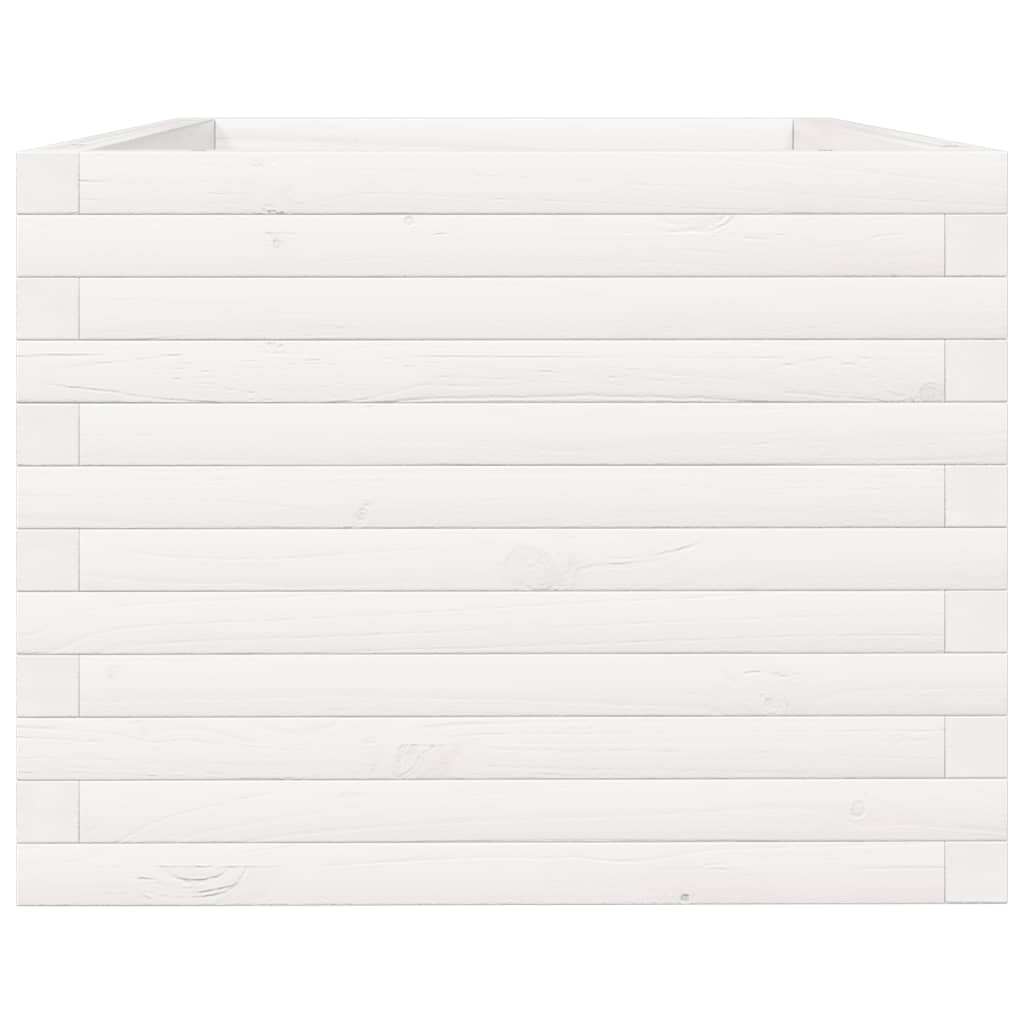 Fioriera Da Giardino Bianca 90X60X49,5Cm Legno Massello Di Pino Bianco