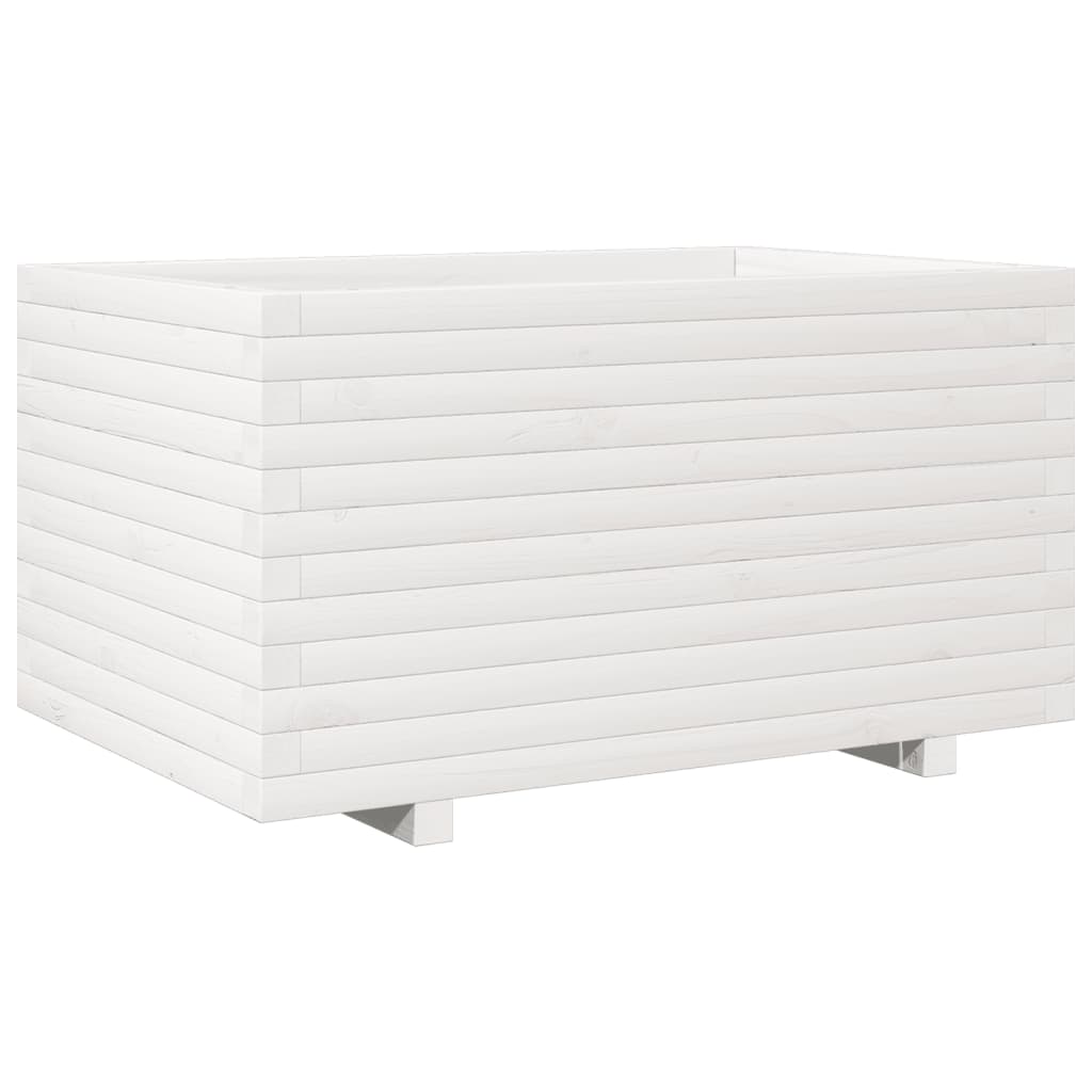 Fioriera Da Giardino Bianca 90X60X49,5Cm Legno Massello Di Pino Bianco