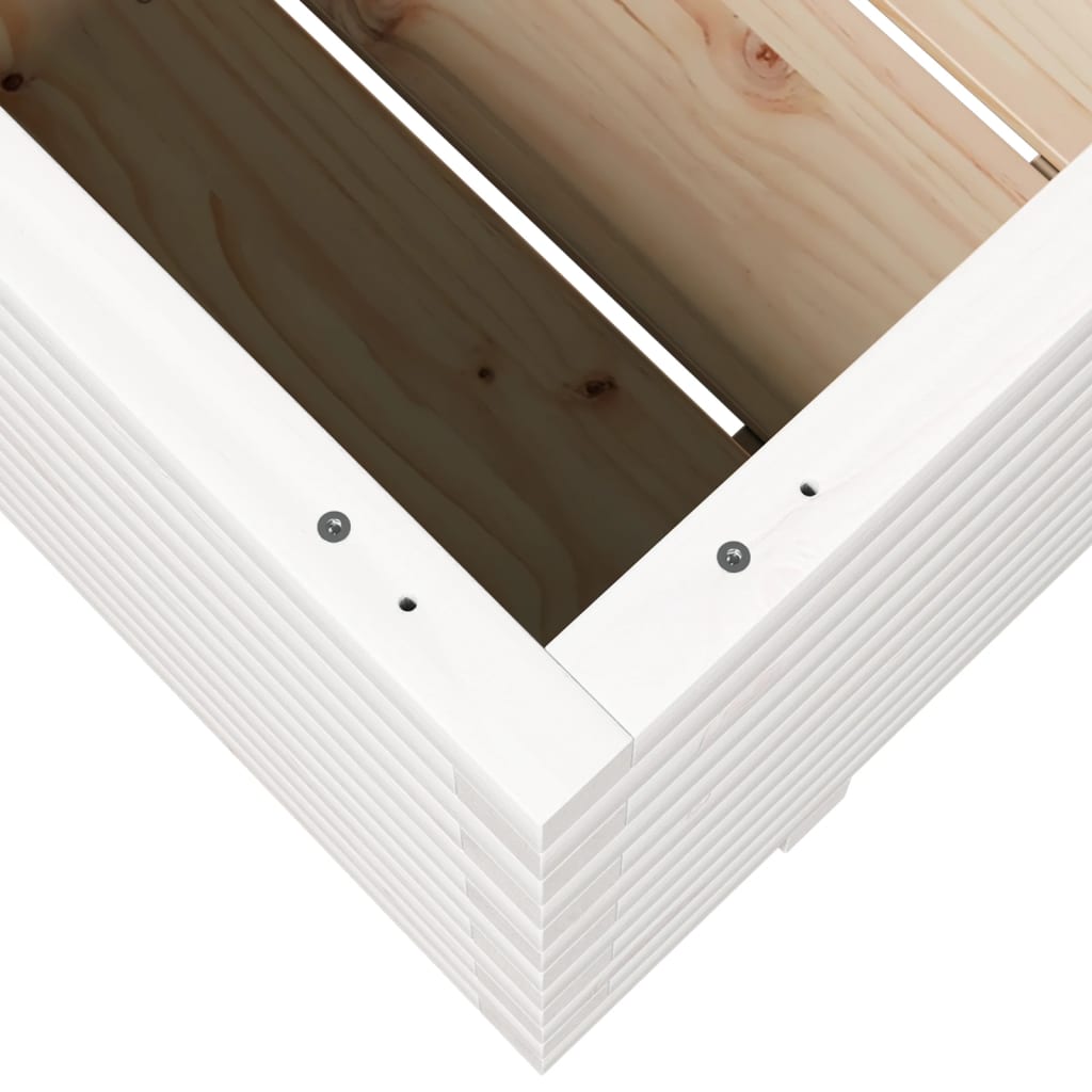 Fioriera Da Giardino Bianca 90X60X49,5Cm Legno Massello Di Pino Bianco
