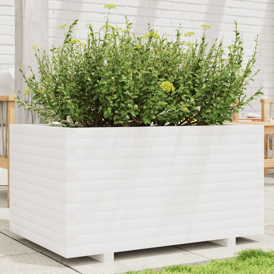 Fioriera Da Giardino Bianca 90X60X49,5Cm Legno Massello Di Pino Bianco
