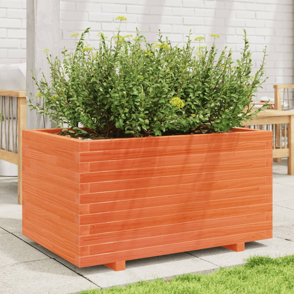Fioriera Giardino Marrone Cera 90X60X49,5Cm Legno Massello Pino Impregnato Naturale