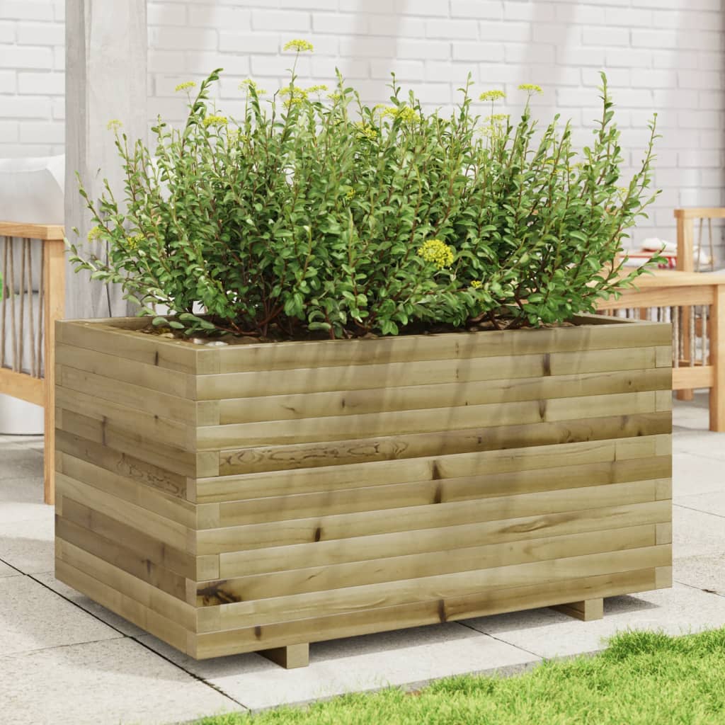 Fioriera Da Giardino 90X60X49,5 Cm In Legno Di Pino Impregnato Impregnato Naturale