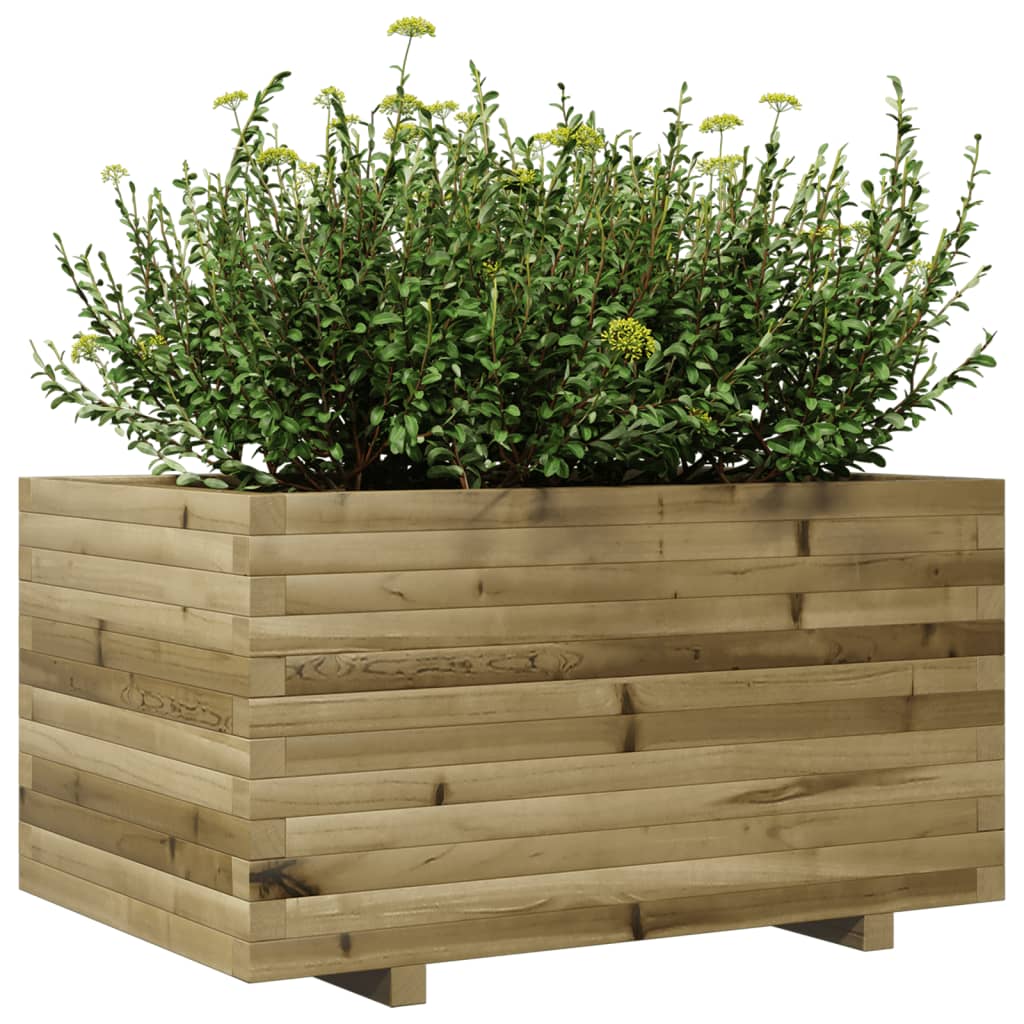Fioriera Da Giardino 90X60X49,5 Cm In Legno Di Pino Impregnato Impregnato Naturale