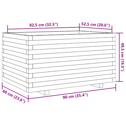 Fioriera Da Giardino 90X60X49,5 Cm In Legno Di Pino Impregnato Impregnato Naturale