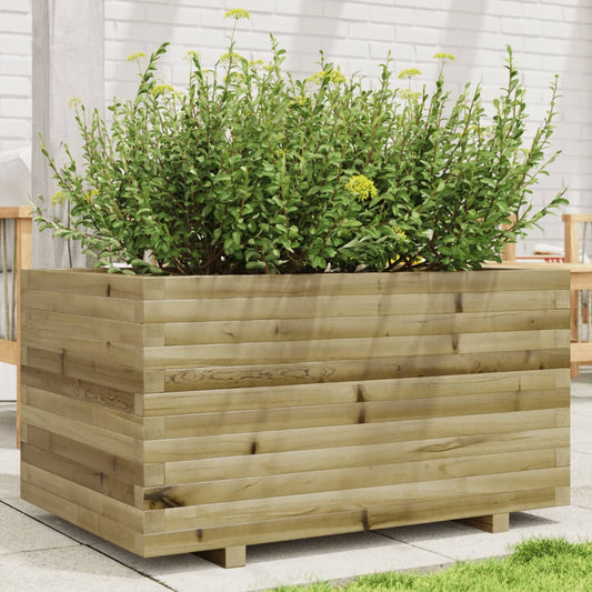 Fioriera Da Giardino 90X60X49,5 Cm In Legno Di Pino Impregnato Impregnato Naturale