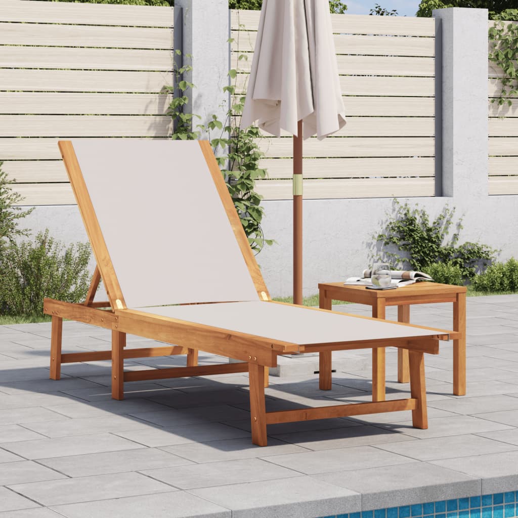 Lettini Prendisole 2 Pz E Tavolo Legno Acacia/Textilene