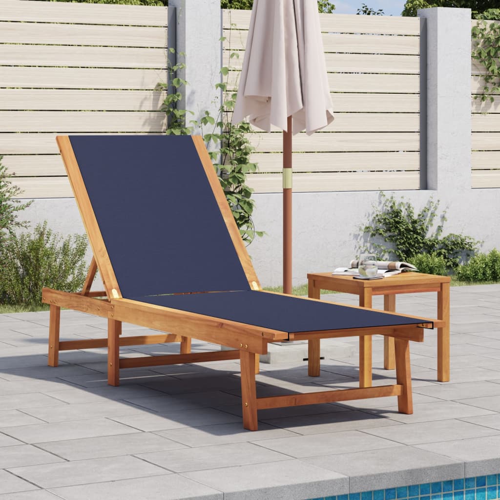 Lettini Prendisole 2 Pz E Tavolo Legno Acacia/Textilene