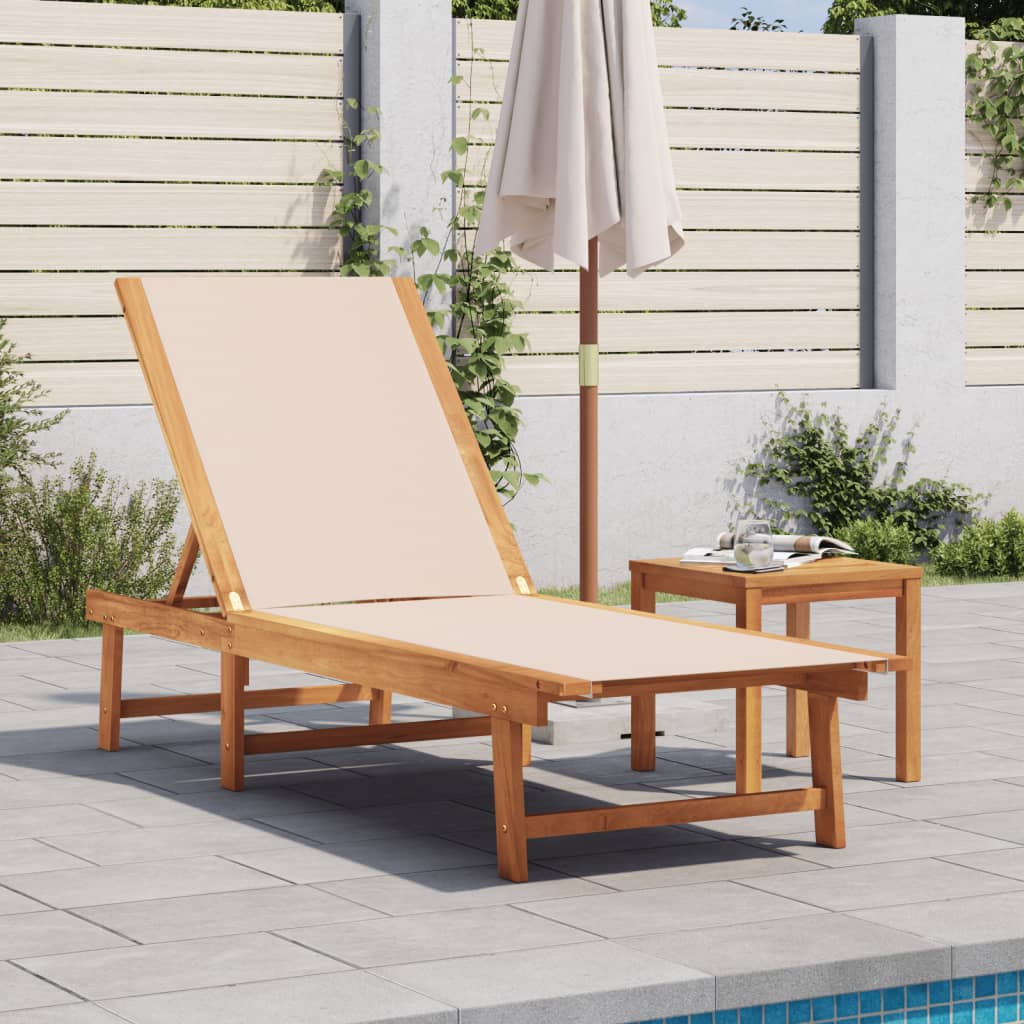 Lettini Prendisole 2 Pz E Tavolo Legno Acacia/Textilene
