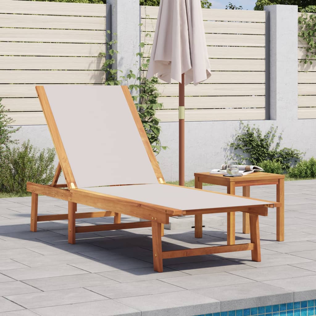 Lettini Prendisole 2 Pz E Tavolo Legno Acacia/Textilene