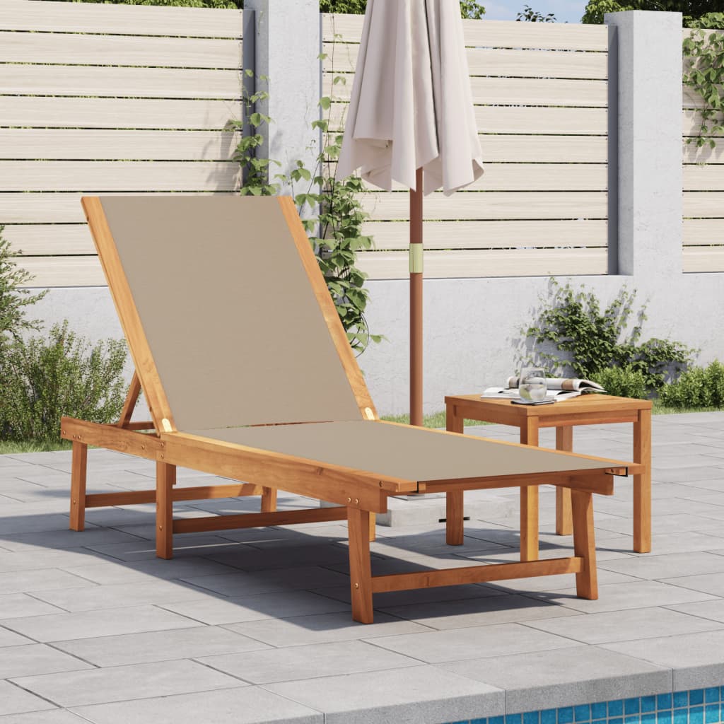 Lettini Prendisole 2 Pz E Tavolo Legno Acacia/Textilene