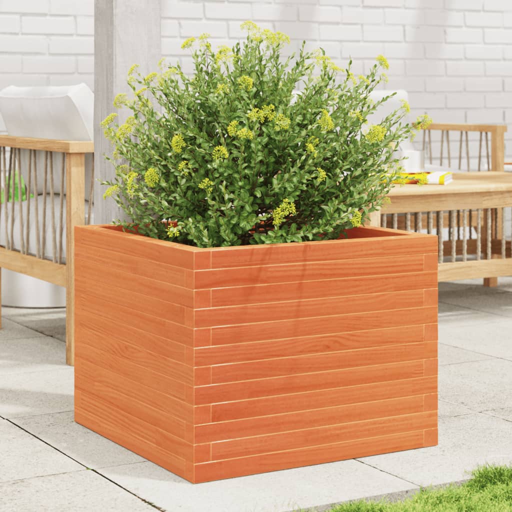 Fioriera Giardino Marrone Cera Legno Massello Pino Cera Marrone