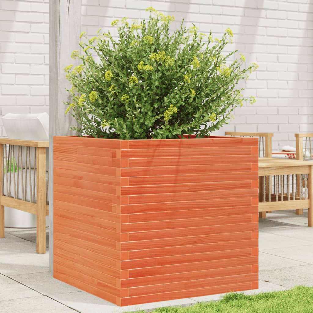 Fioriera Giardino Marrone Cera Legno Massello Pino Cera Marrone