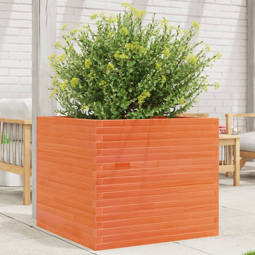 Fioriera Giardino Marrone Cera Legno Massello Pino Cera Marrone