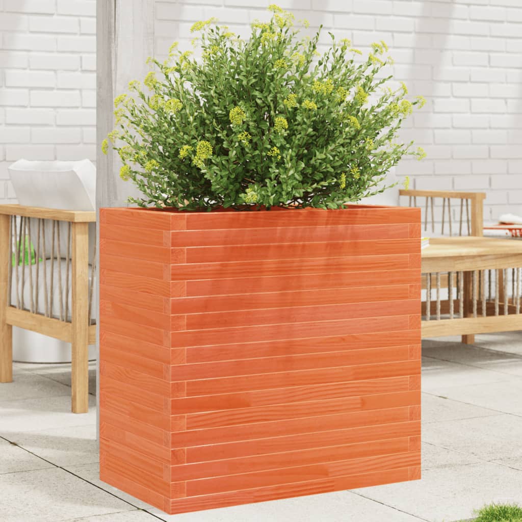 Fioriera Giardino Marrone Cera Legno Massello Pino Cera Marrone