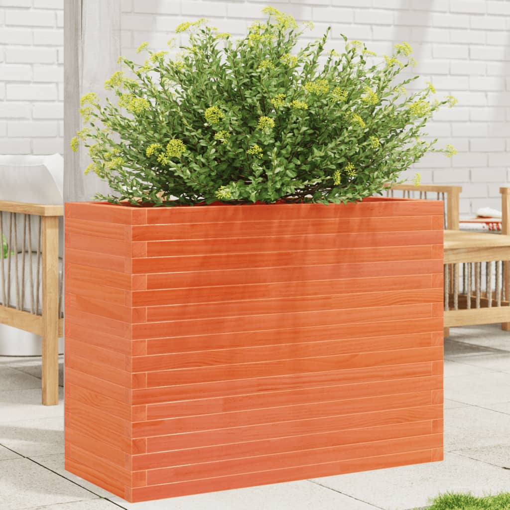 Fioriera Giardino Marrone Cera Legno Massello Pino Cera Marrone