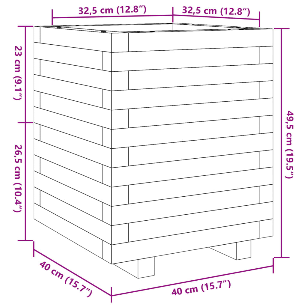 Fioriera Da Giardino 40X40X49,5 Cm In Legno Massello Di Douglas Douglas Naturale