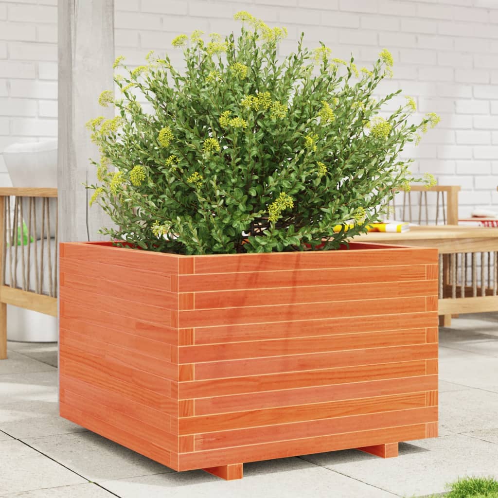 Fioriera Giardino Marrone Cera Legno Massello Pino Cera Marrone