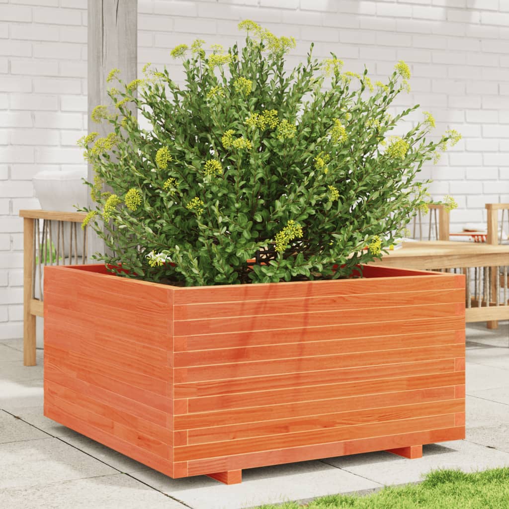 Fioriera Giardino Marrone Cera Legno Massello Pino Cera Marrone