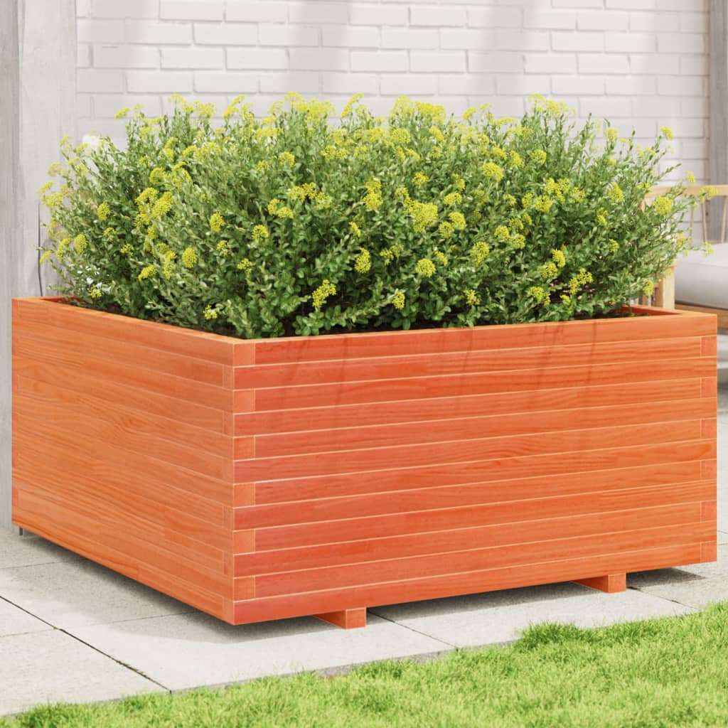 Fioriera Giardino Marrone Cera Legno Massello Pino Cera Marrone
