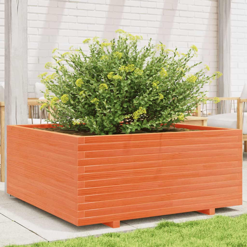 Fioriera Giardino Marrone Cera Legno Massello Pino Cera Marrone