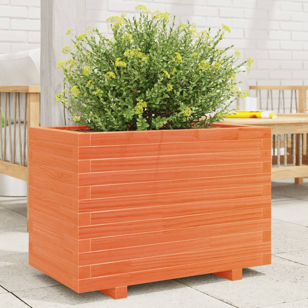 Fioriera Giardino Marrone Cera Legno Massello Pino Cera Marrone