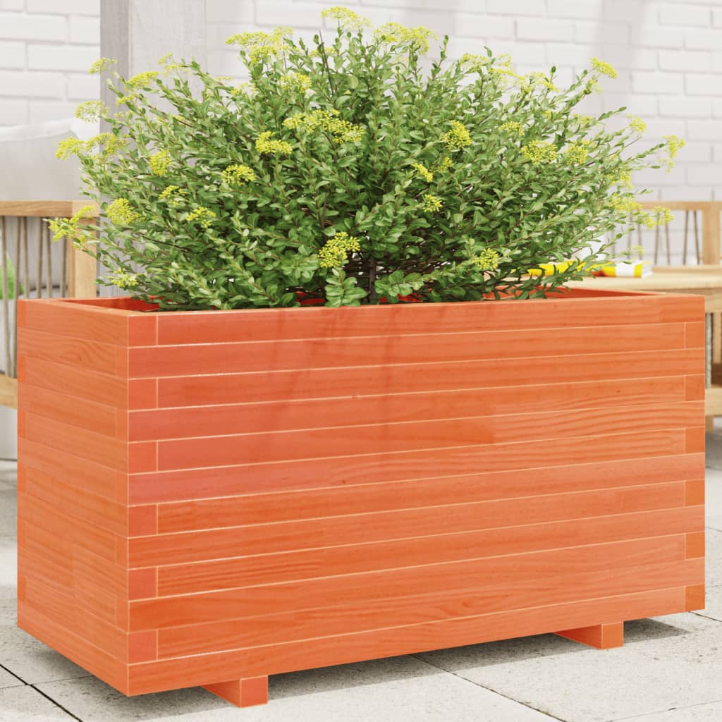 Fioriera Giardino Marrone Cera Legno Massello Pino Cera Marrone