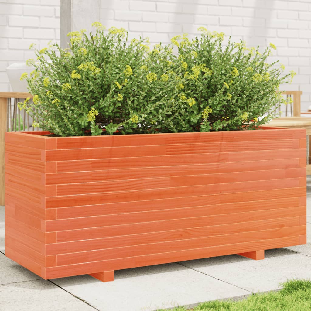 Fioriera Giardino Marrone Cera Legno Massello Pino Cera Marrone
