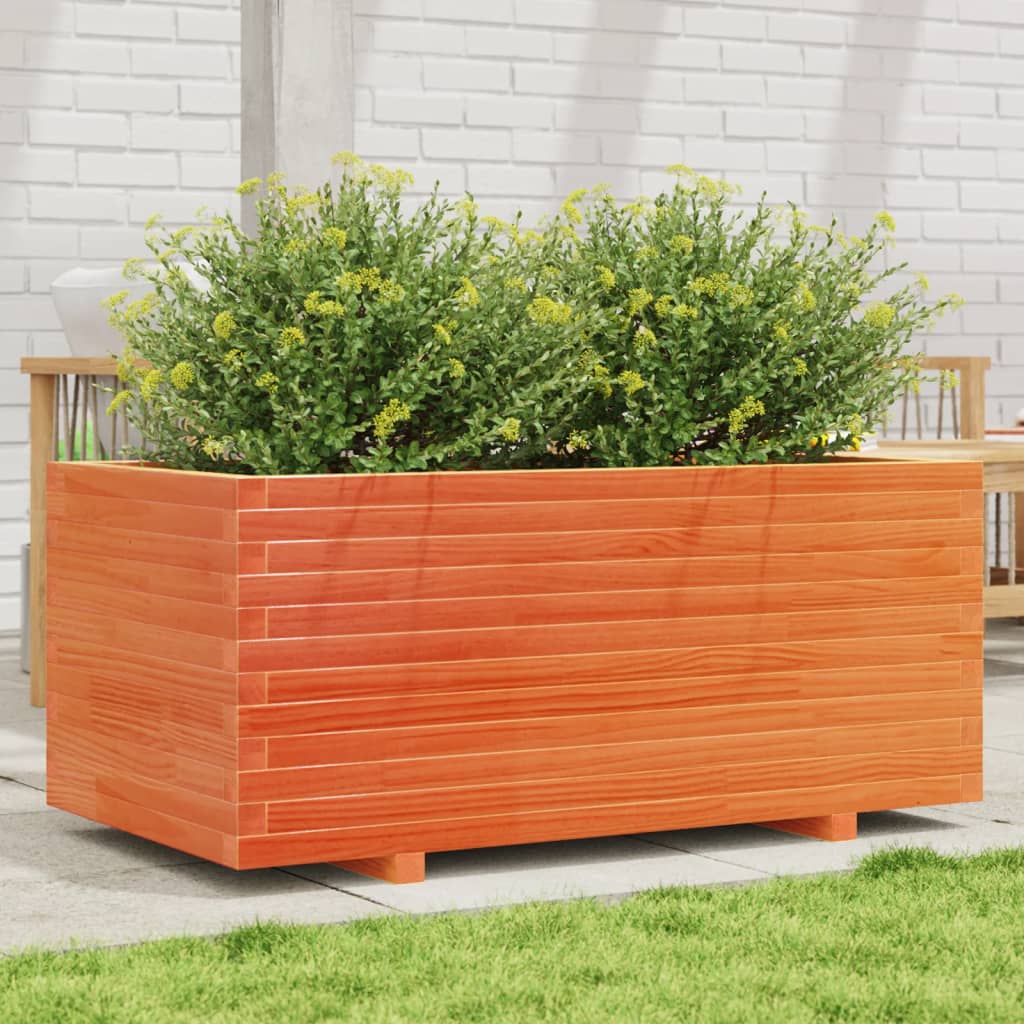 Fioriera Giardino Marrone Cera Legno Massello Pino Cera Marrone