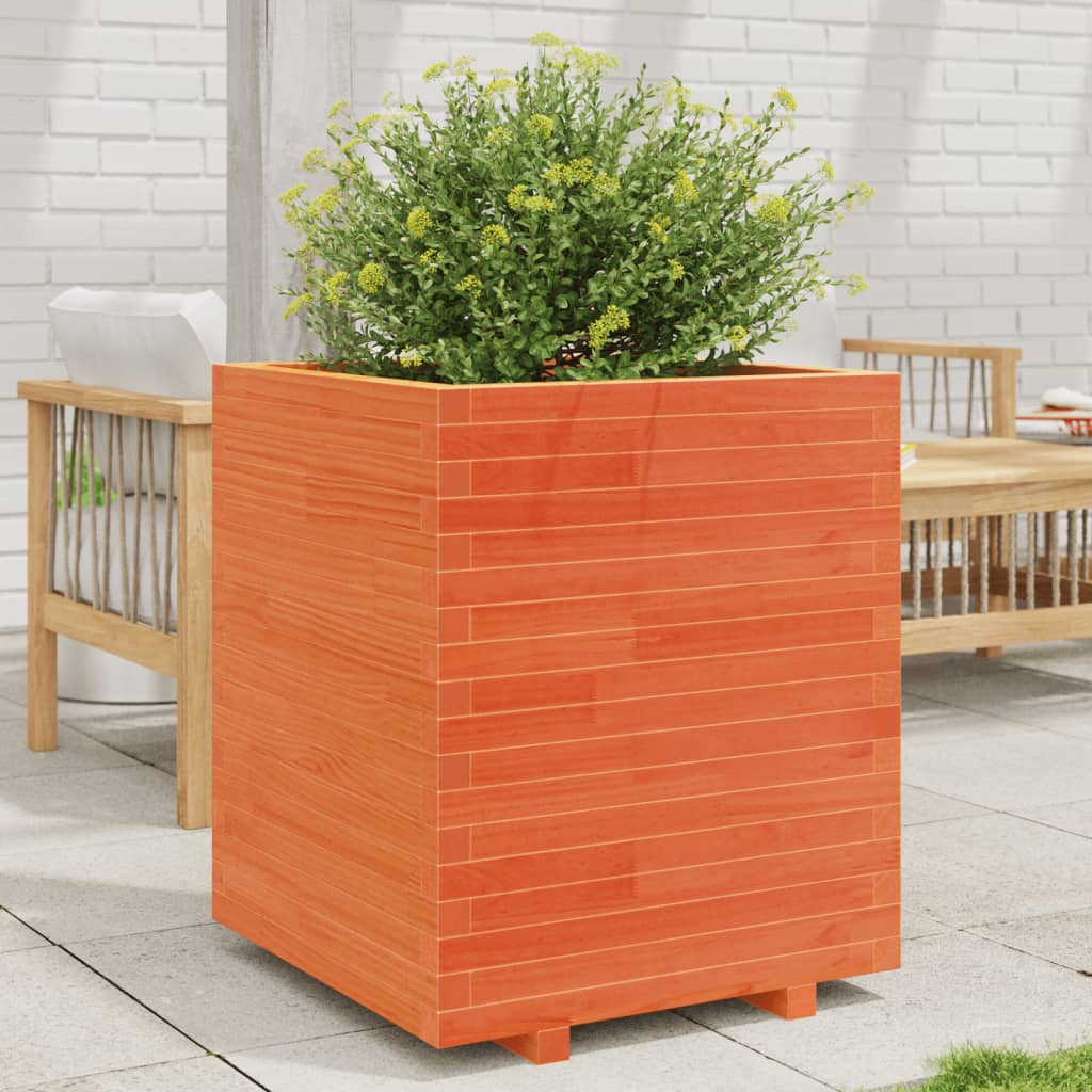 Fioriera Giardino Marrone Cera Legno Massello Pino Cera Marrone