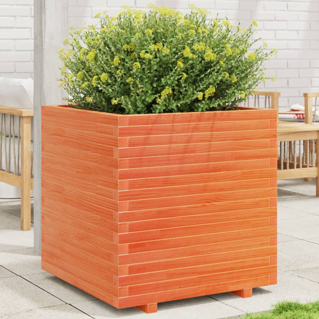 Fioriera Giardino Marrone Cera Legno Massello Pino Cera Marrone