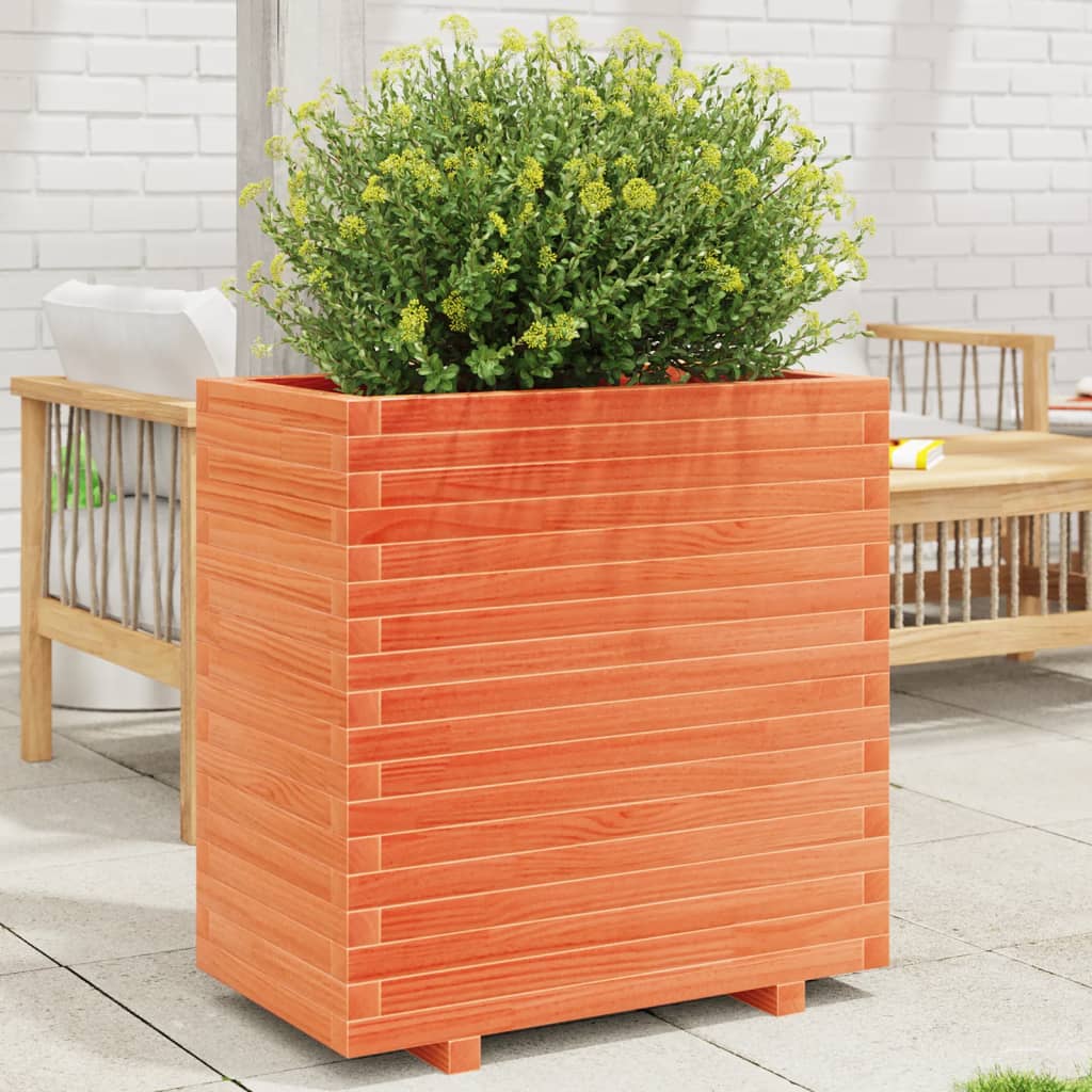 Fioriera Giardino Marrone Cera Legno Massello Pino Cera Marrone