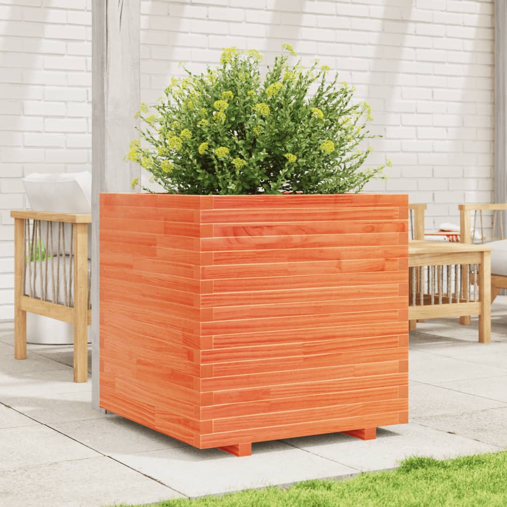 Fioriera Giardino Marrone Cera Legno Massello Pino Cera Marrone