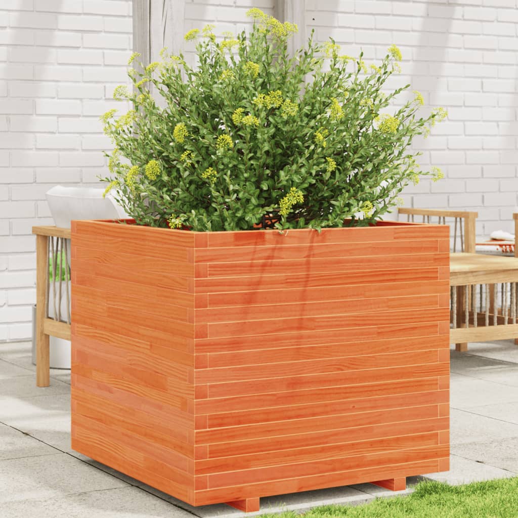 Fioriera Giardino Marrone Cera Legno Massello Pino Cera Marrone