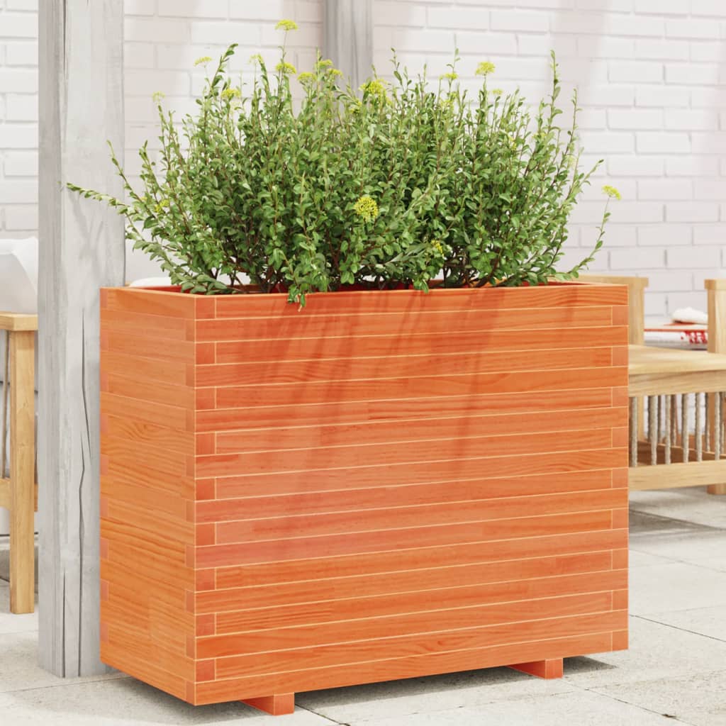 Fioriera Giardino Marrone Cera Legno Massello Pino Cera Marrone