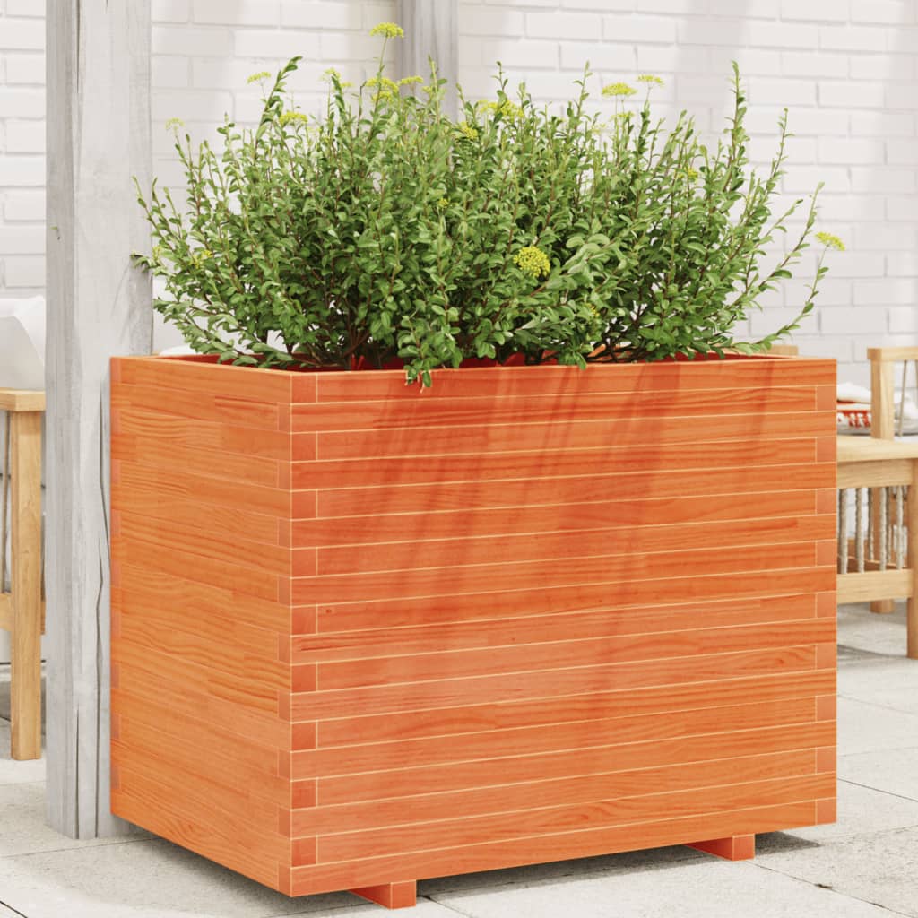 Fioriera Giardino Marrone Cera Legno Massello Pino Cera Marrone