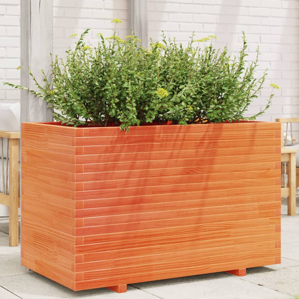 Fioriera Giardino Marrone Cera Legno Massello Pino Cera Marrone
