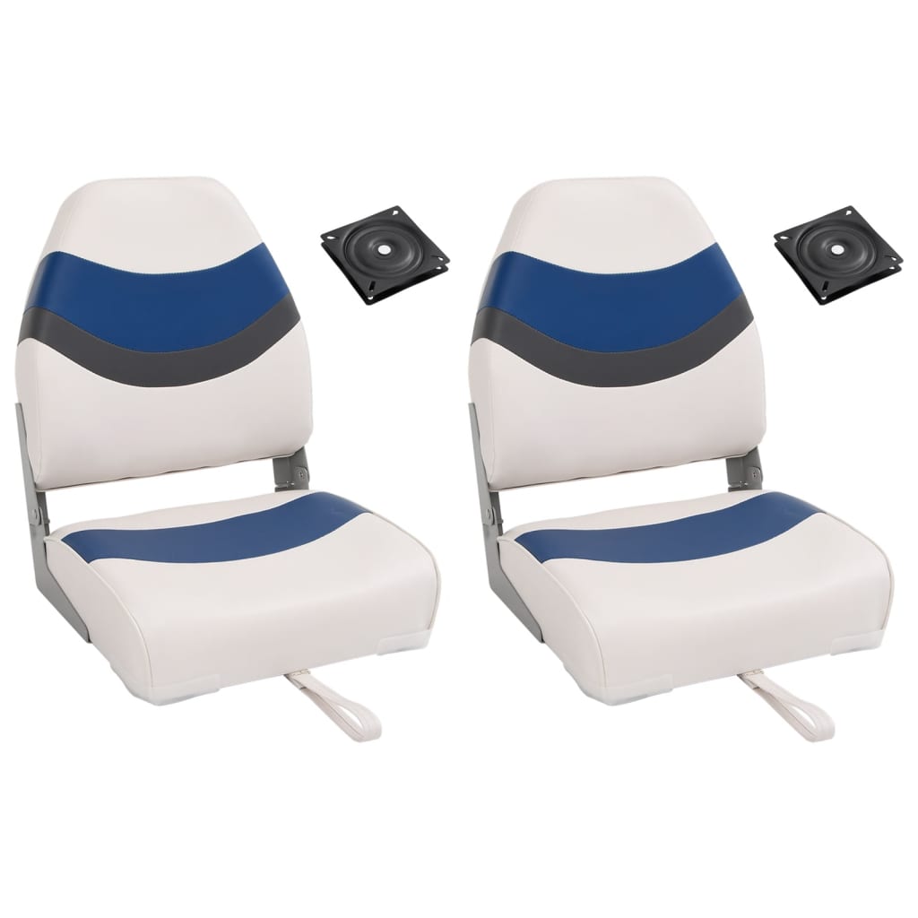 Set Sedile Da Barca Pieghevole 2Pz Con Schienale Alto