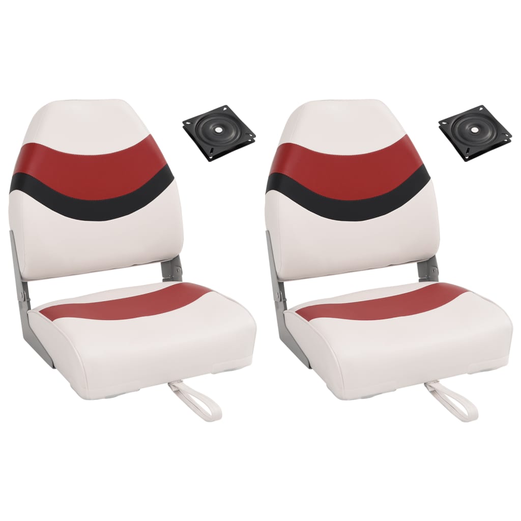 Set Sedile Da Barca Pieghevole 2Pz Con Schienale Alto