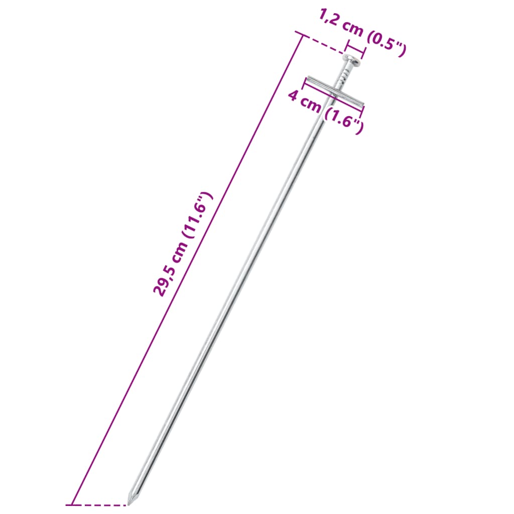 Picchetti Per Tenda 24 Pz 29,5 Cm Ø6 Mm In Acciaio Zincato