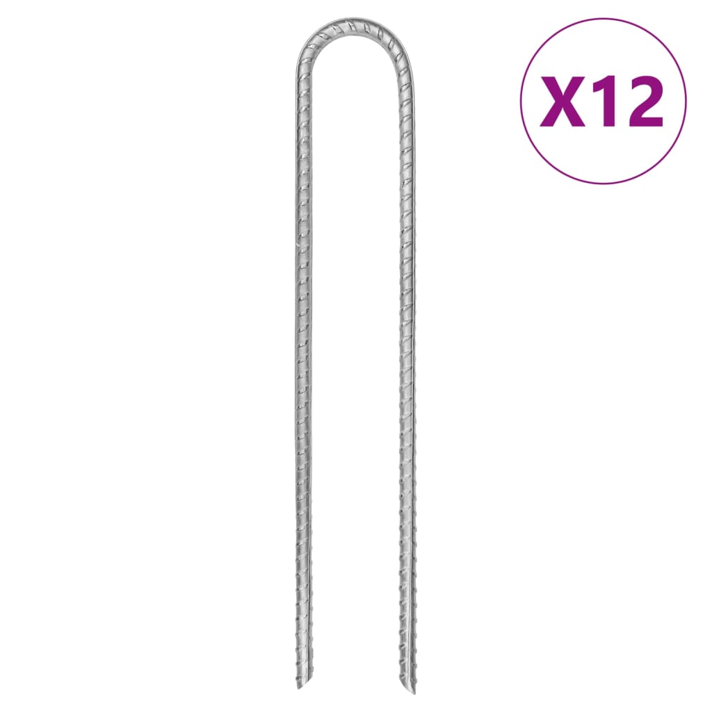 Picchetti Tenda 12 Pz A Forma Di U Ø10 Mm Acciaio Zincato