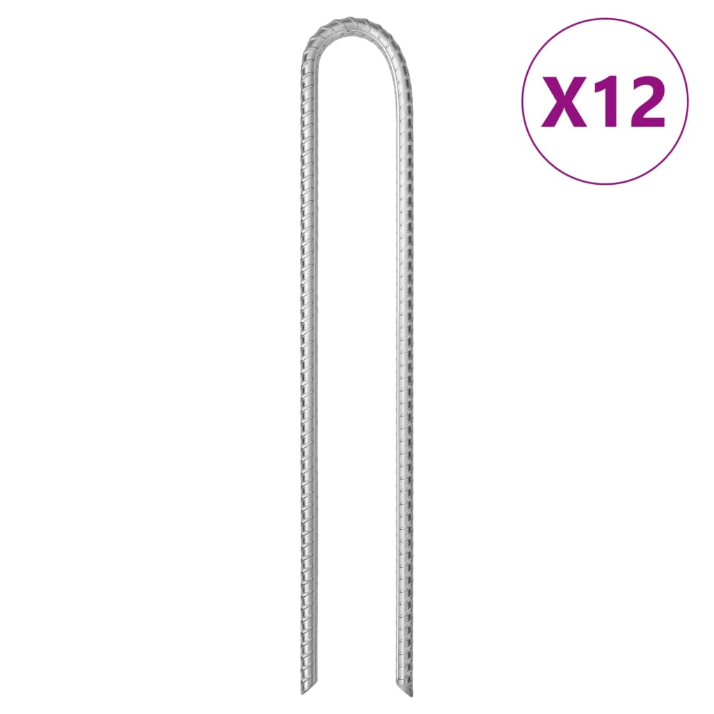 Picchetti Tenda 12 Pz A Forma Di U Ø10 Mm Acciaio Zincato