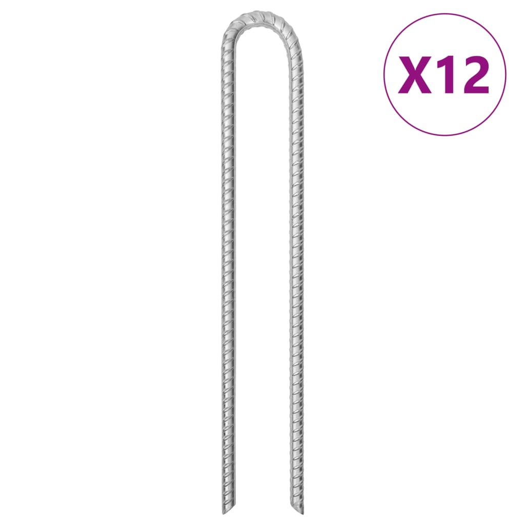 Picchetti Tenda 12 Pz A Forma Di U Ø10 Mm Acciaio Zincato