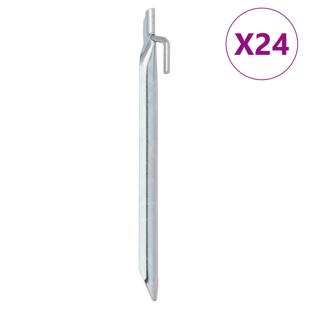 Picchetti Tenda 24 Pz Forma Di V 29,5 Cm Ø20 Mm Acciaio Zincato