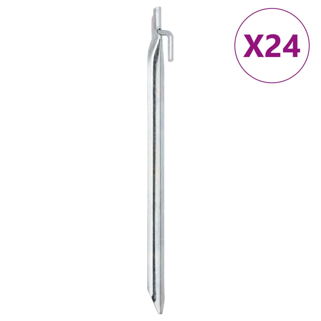 Picchetti Tenda 24 Pz Forma Di V 29,5 Cm Ø20 Mm Acciaio Zincato