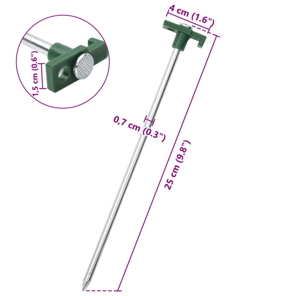 Picchetti Per Tenda 24 Pz 25 Cm 7 Mm In Acciaio Zincato E Pp