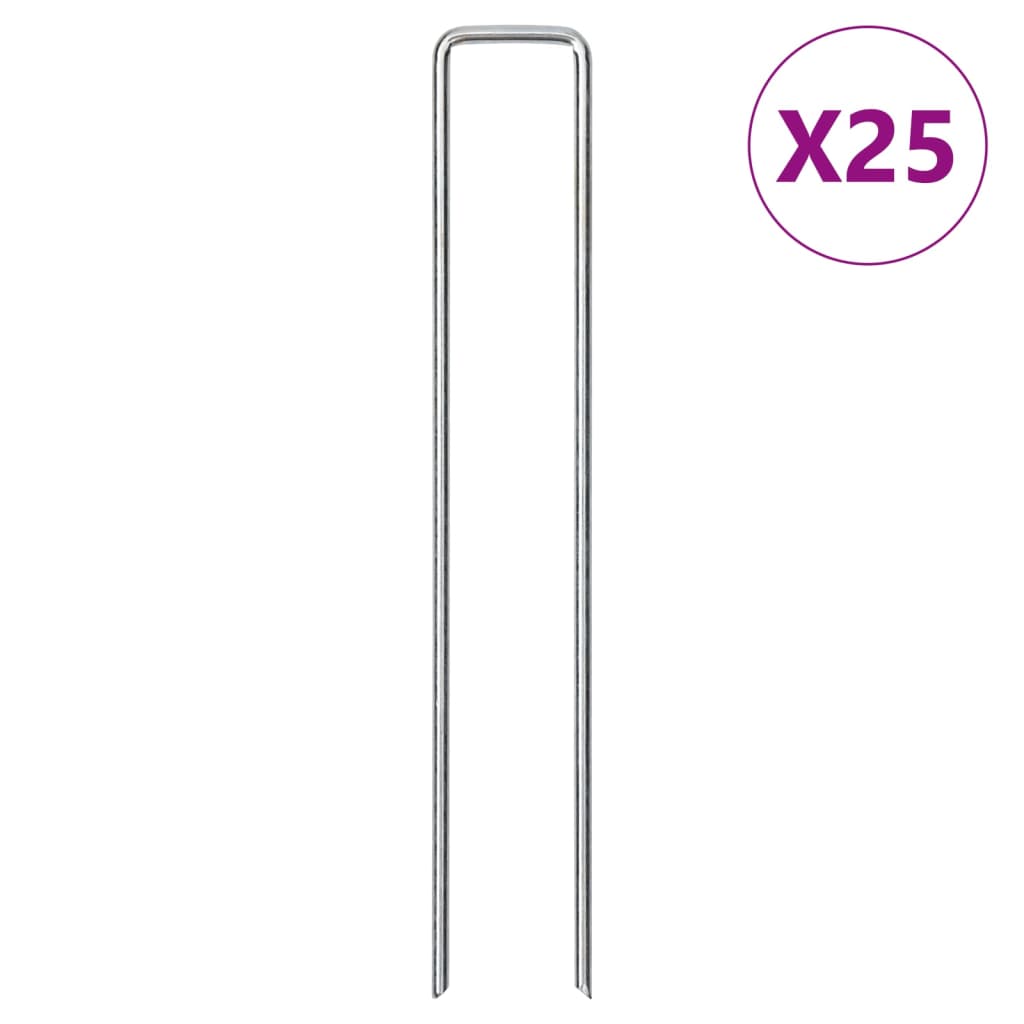 Picchetti Da Terra A Forma Di U 50 Pz 15X3,5 Cm Acciaio Zincato