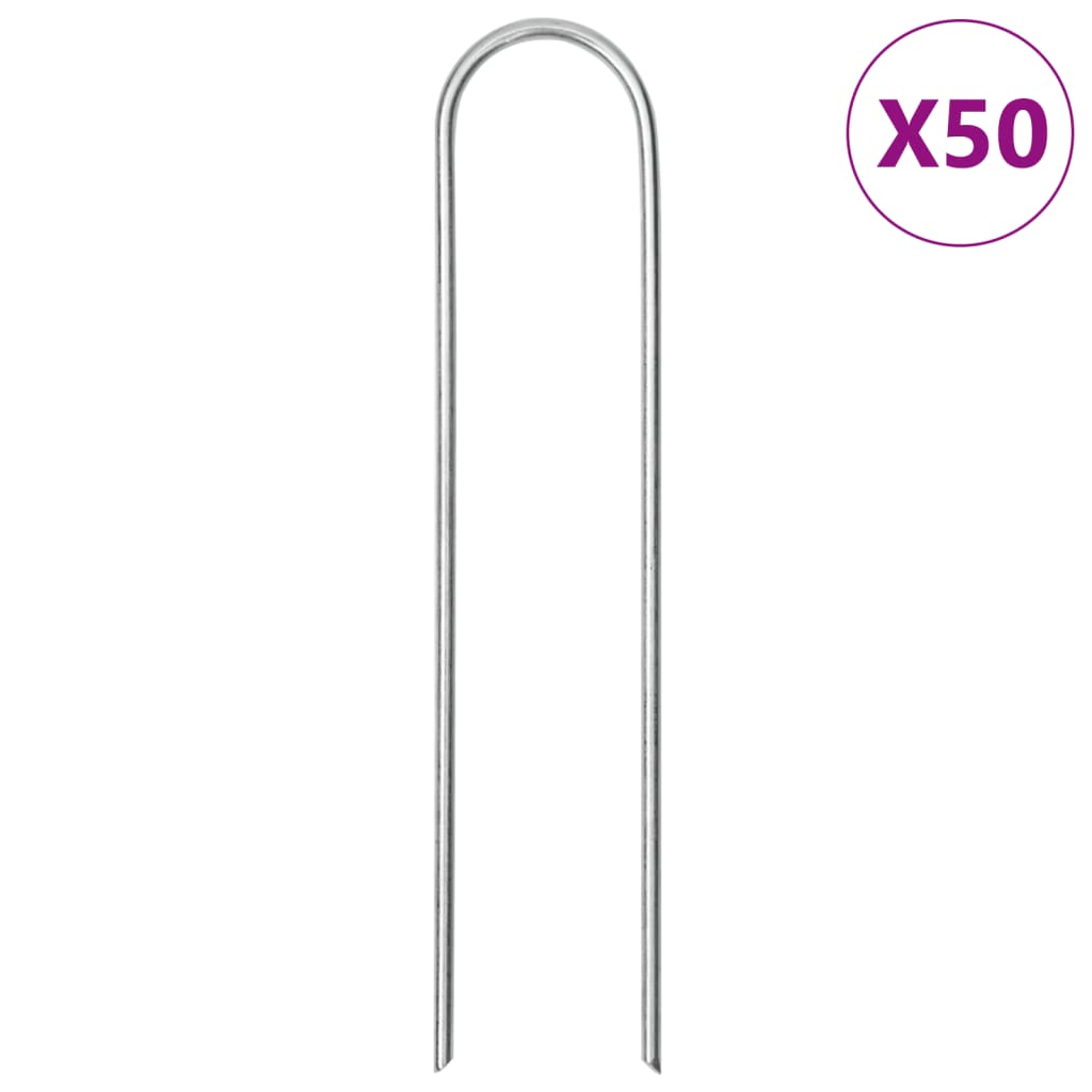 Picchetti Da Terra A Forma Di U 50 Pz 15X3,5 Cm Acciaio Zincato