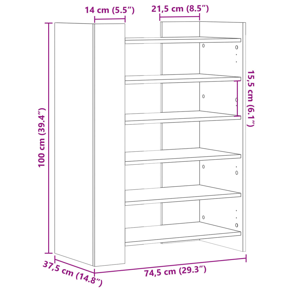 Scarpiera 74,5X37,5X100 Cm In Legno Multistrato