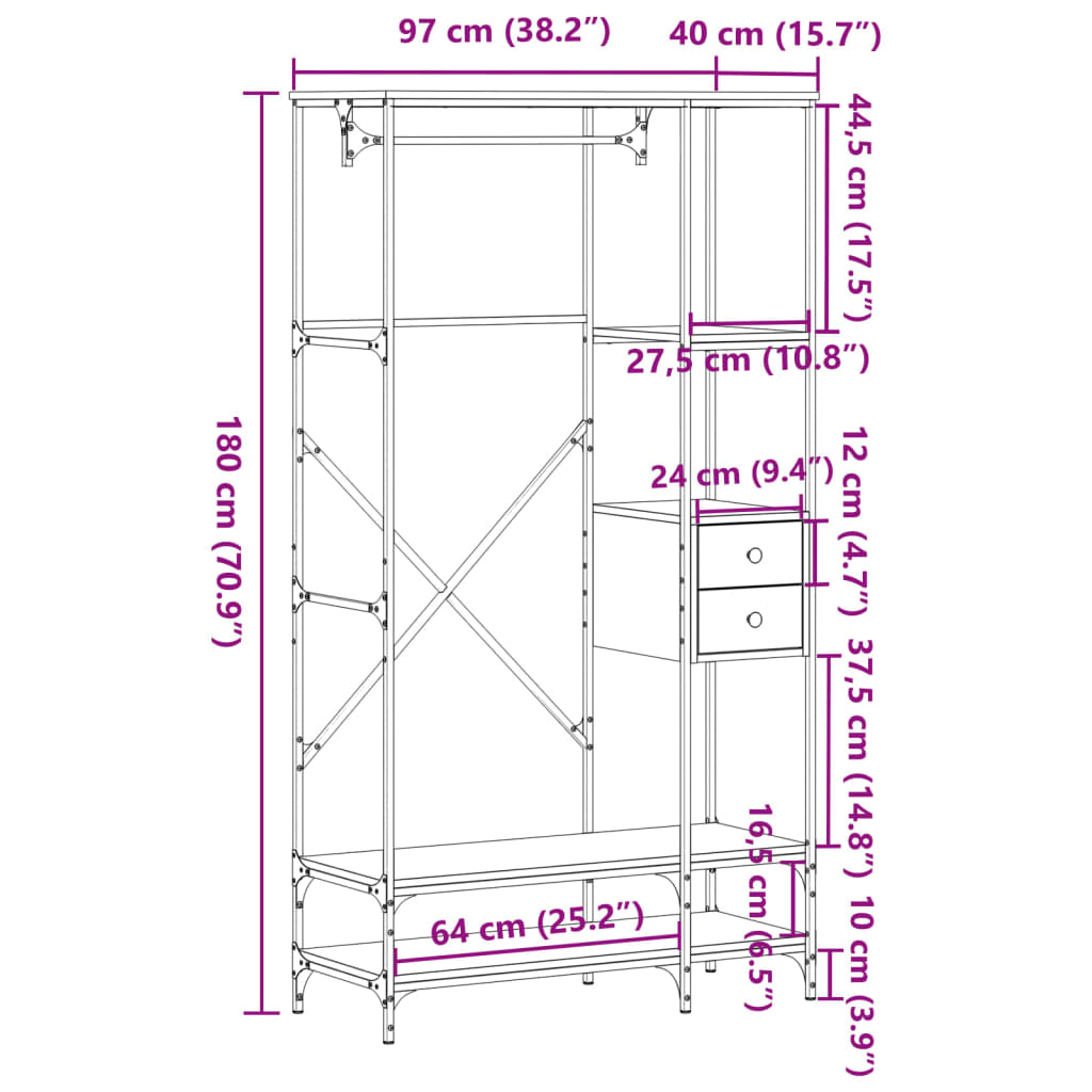 Appendiabiti Con Scaffali In Legno Multistrato