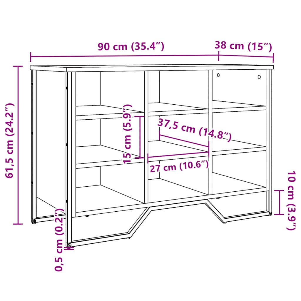 Scarpiera Nera 90X38X61,5 Cm In Truciolato